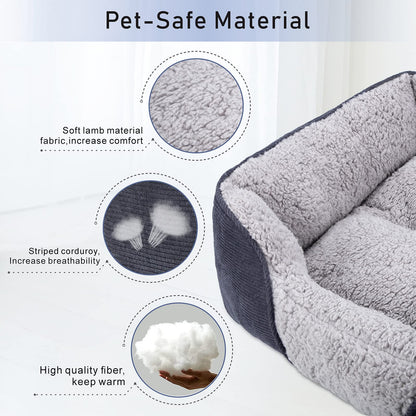 JOEJOY Extra Large Dog Sofa Bed, Waterproof Lamb Fleece PP Cotton XL Dog Bed With Nonskid Bottom, Washable Grey Dog Bed For Large Labrador, German Shepherd, 89x64x23cm