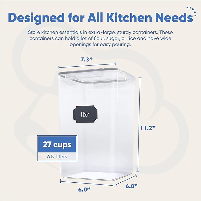 Chef's Path Extra Large Tall Airtight Food Storage Containers, Airtight Food