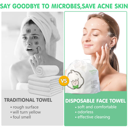 GothicBride Disposable Face Towel for Dry and Wet Use, 100% Cotton Facial Tissue, Ultra Thicked Facial Cleansing Towels, Multi-Purpose Dry Wipes for Makeup Removing, Sensitive | Baby Skincare