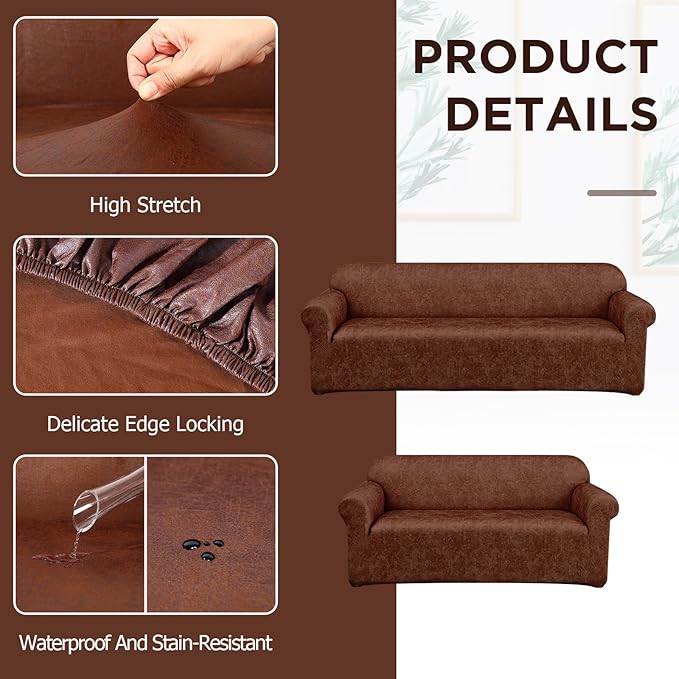 Peryiter 2 Pcs Sofa Covers Couch and Loveseat Covers Set Stretch Sofa Slipcover