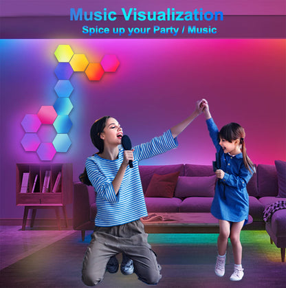LED Hexagon Lights for Gaming Setup, Smart Home Gaming Wall Lights Work with Alexa Google Assistant, Voice, App & Remote Control, RGB-IC LED Light Panels Music Sync for Game Room Bedroom, 10 Pack