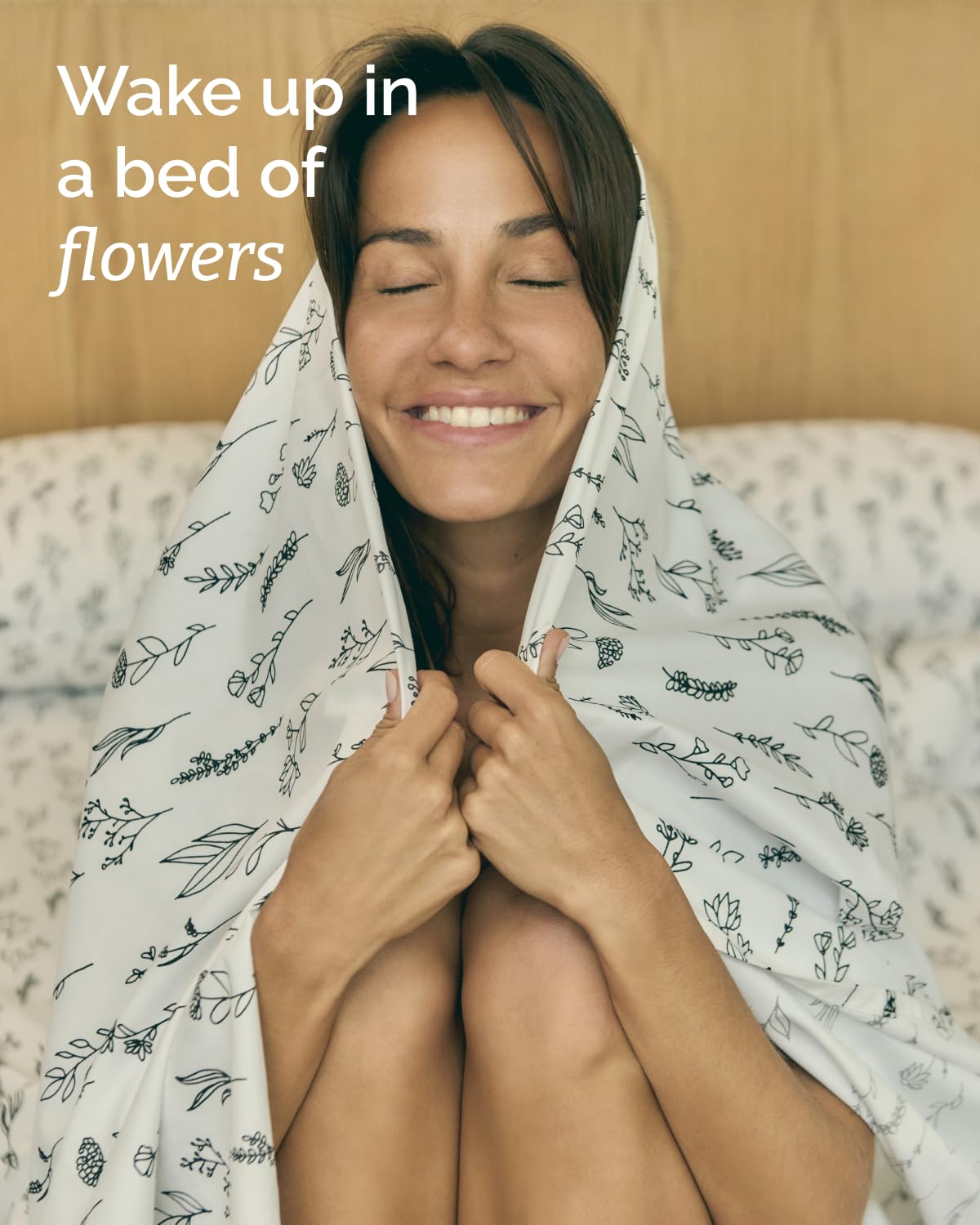 Floral Sheets - Black & White Floral Bed Sheet Set - 1 Flat, 1 Fitted & 2 Pillowcases w/ Deep Pockets - Comfy, Wrinkle & Fade Free - Boho Botanical Bedding - Soft, Breathable & Cooling - Full Size Set