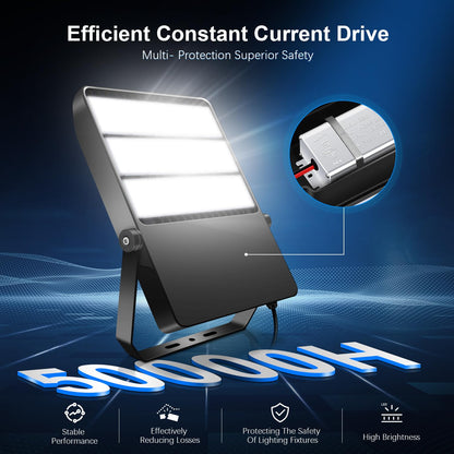 Tomourd 58000LM Super Bright LED Stadium Light 360W, Shoe Box Flood Light for Parking Lot & Sports Arena, 5000K 110-277V IP65 Waterproof Commercial Outdoor Security Lighting, Yoke Mount Fixture