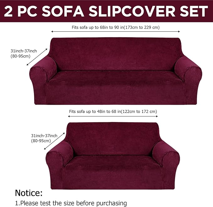 Peryiter 2 Pcs Sofa Covers Couch and Loveseat Covers Set Stretch Sofa Slipcover