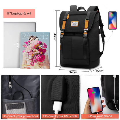 YAMTION Laptop Backpack,College Bookbag High School Backpack for Girls & Boys Teenagers,Backpack Business Laptop Backpack with USB Charging Port for Women & Men