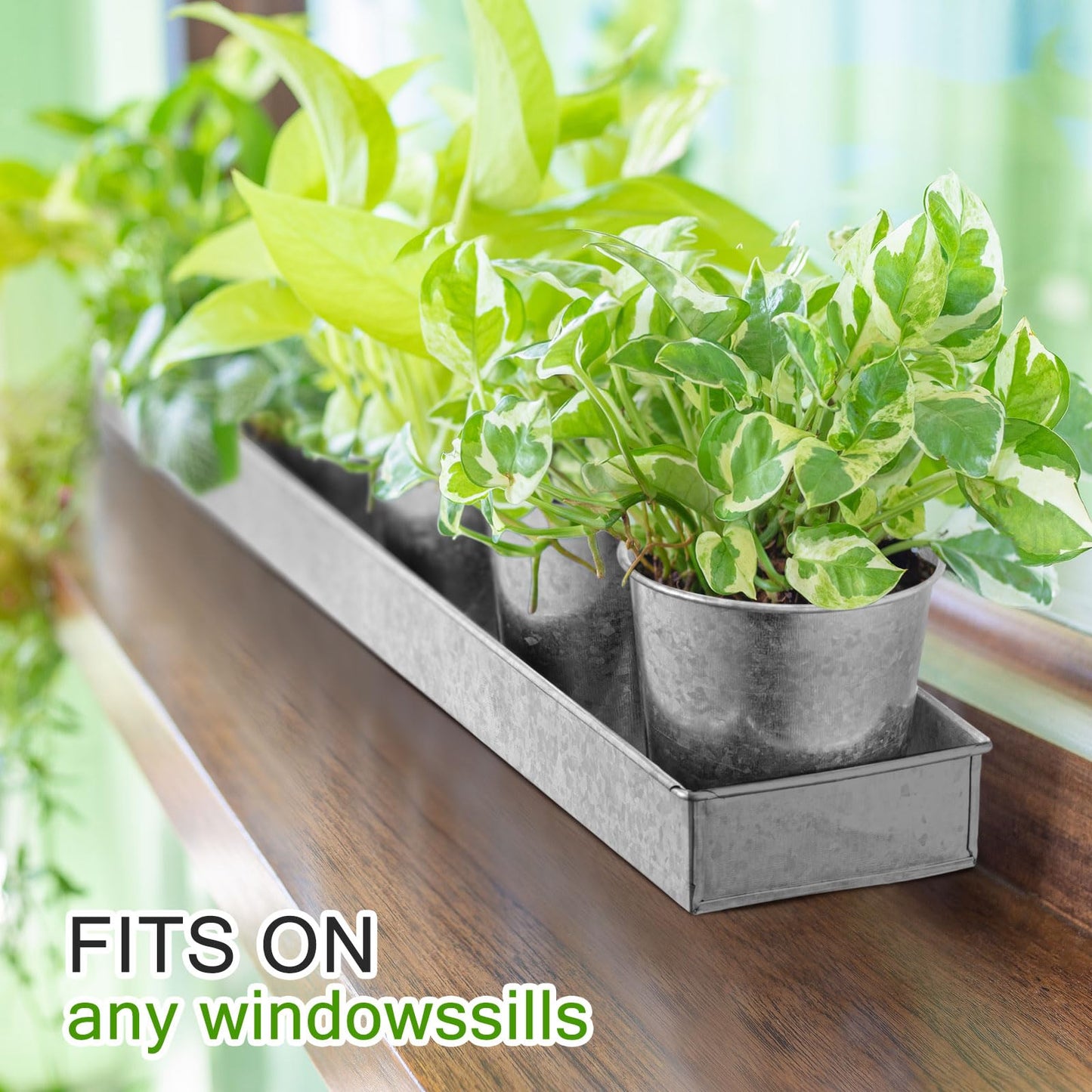 FoldTier 2 Sets Herb Garden Planter Indoor Kit with Trey 10 Pcs Metal Windowsill Plant Pots with Drainage Holes Indoor Herb Planter with Marker and Labels for Home Outdoor Plants(Silver)
