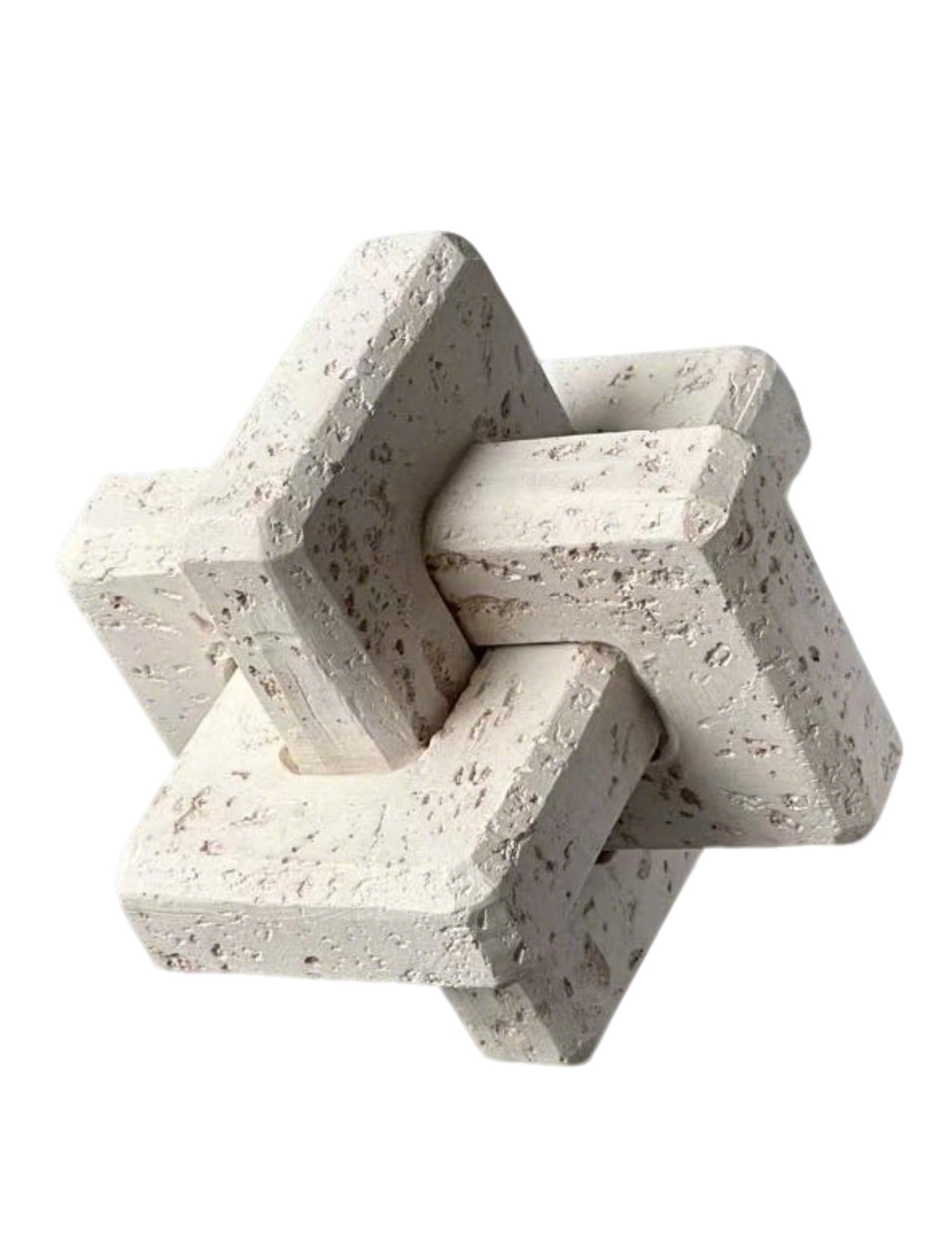 EXCHUES Knot Decor 3 Link – Resin Travertine Coffee Table Decor for Living Room, Beige Decorative Objects for Shelves, Stone Marble Texture Accent for Entryway Home (Beige 4.7 Inch)