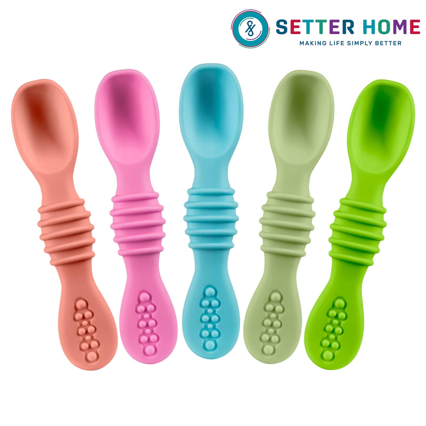 Soft Silicone Baby Spoons, Baby Spoon self Feeding Set for Babies 6-12 Months - Infant Feeding Spoons for Boys & Girls, Safty Tested Spoons, Baby Feeding Essentials, BPA Free, Great Gift