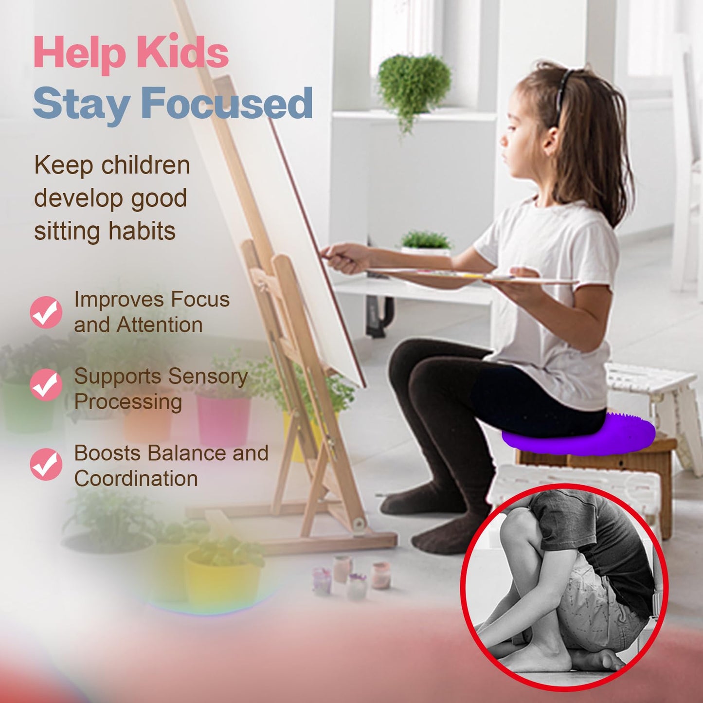 kisnbld Wobble Cushion, Extra Thick Wiggle Seat for Sensory Kids, Non-slip Balance Disc with Inflation Pump for Adults Core Strength, Posture Improvement & Physical Therapy (13.5in/34cm,2pcs)