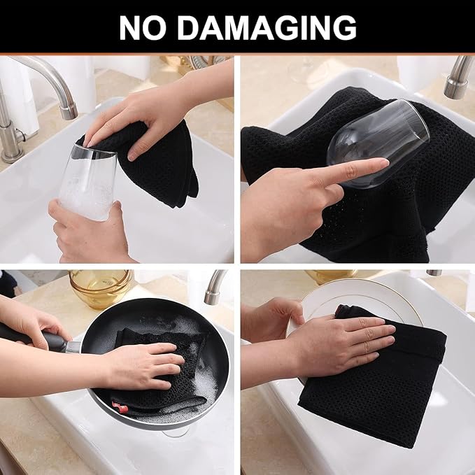 Homaxy Kitchen Towels and Dishcloths Set, 12 x 12 and 13 x 28 Inches, Super