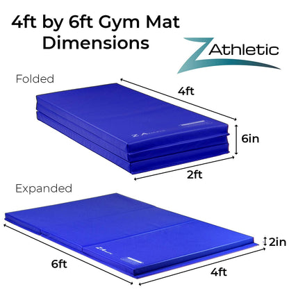 Z Athletic Folding Mat for Gymnastics, Tumbling, Cheerleading, and More, 4 Ft x 6 Ft x 2 In