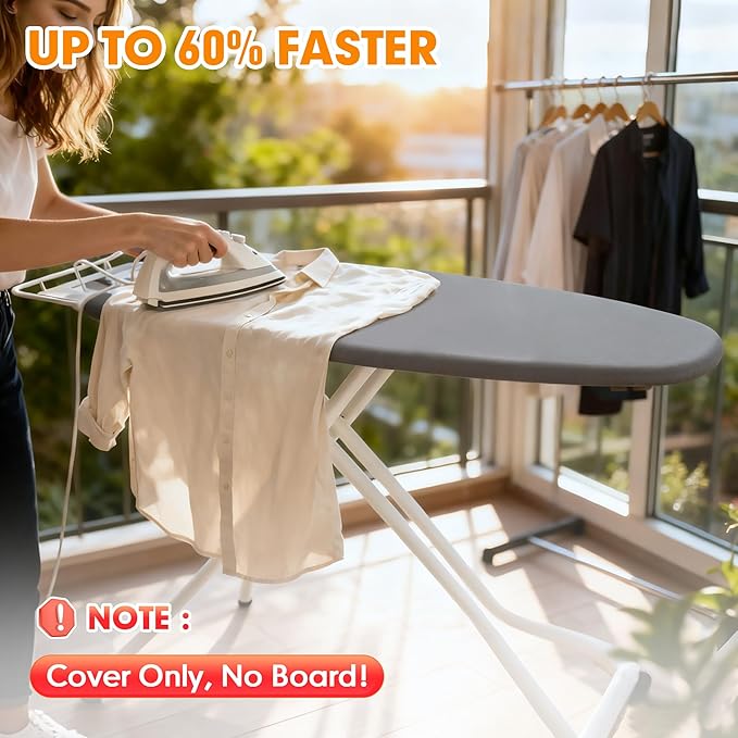 Ironing Board Cover and Pad, 15x54 Standard Size Thick Iron Padding, Scorch &