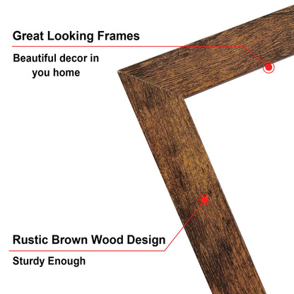 SESEAT 8x10 Picture Frame Brown Set of 6, Display Pictures 5x7 With mat or 8x10 Without Mat