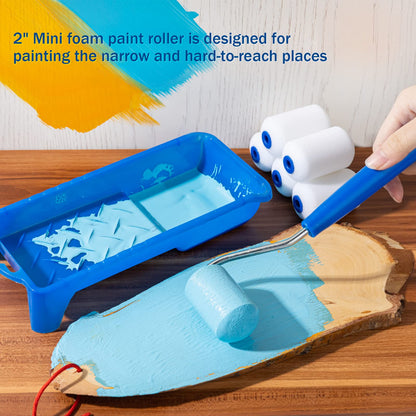 Mister Rui Foam Paint Roller, Mini Paint Roller 2 Inch Sponge Paint Roller Refills, Pack of 20, Small High Density Foam Paint Roller Refills Can be Used with Oil and Water Based Paints