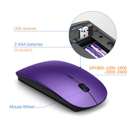 Wireless Keyboard and Mouse Ultra Slim Combo, TopMate 2.4G Silent Compact USB 2400DPI Mouse and Scissor Switch Keyboard Set with Cover, Batteries Included, for PC/Laptop/Windows/Mac - Gray Black