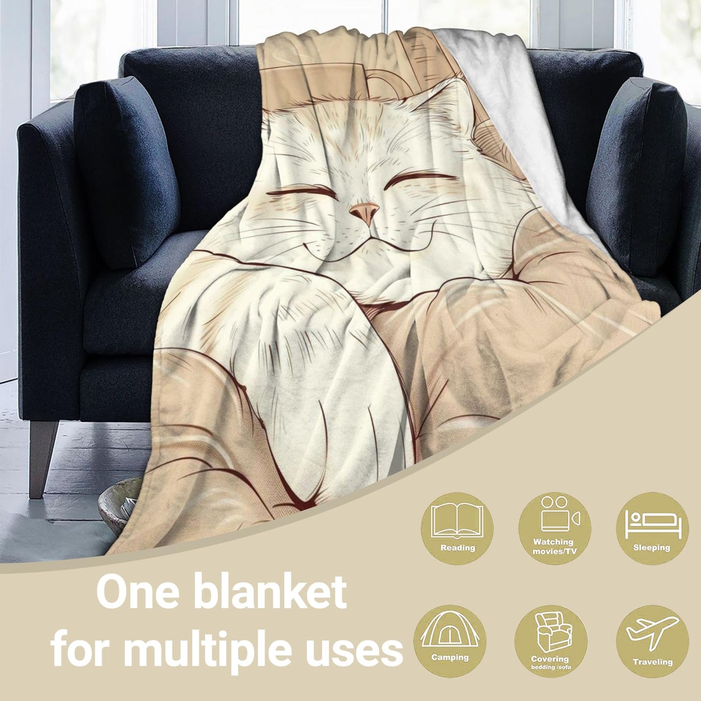 Majestic Deer with Wildflowers Throw Blanket, Lightweight Warm Flannel Blankets, Home Decor and Gifts, Soft Cozy Throws for Women Boys Kids, 50"X60" for Bed Couch Travel Office