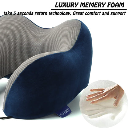 Travel Pillow,Travel Neck Pillows for Sleeping,100% Pure Memory Foam Soft Comfort & Support Pillow for Airplane/Car/Office&Home Rest Use-Pink
