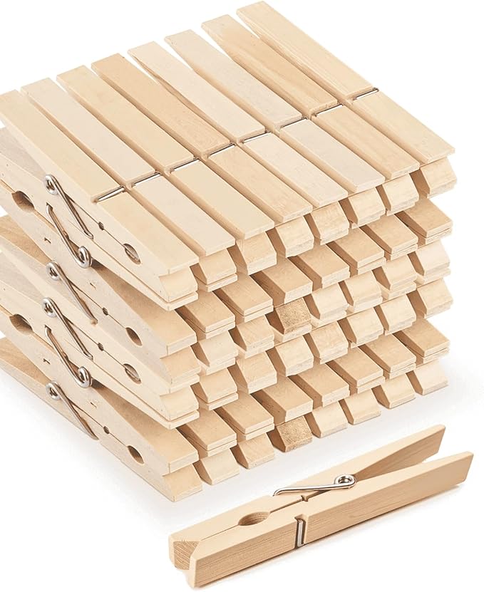 Large Clothes Pins Wooden Clothespins, 4 Inch 48 Pack Heavy Duty Outdoor Pegs