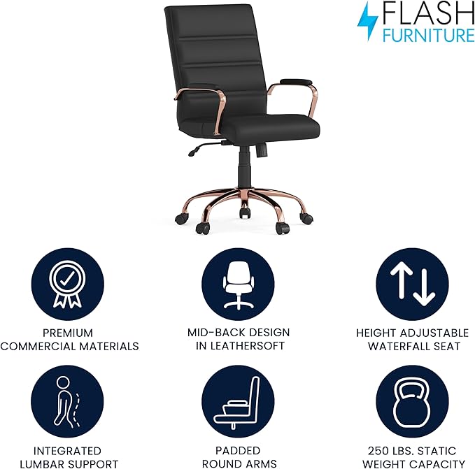 Flash Furniture Whitney Mid-Back Swivel LeatherSoft Desk Chair