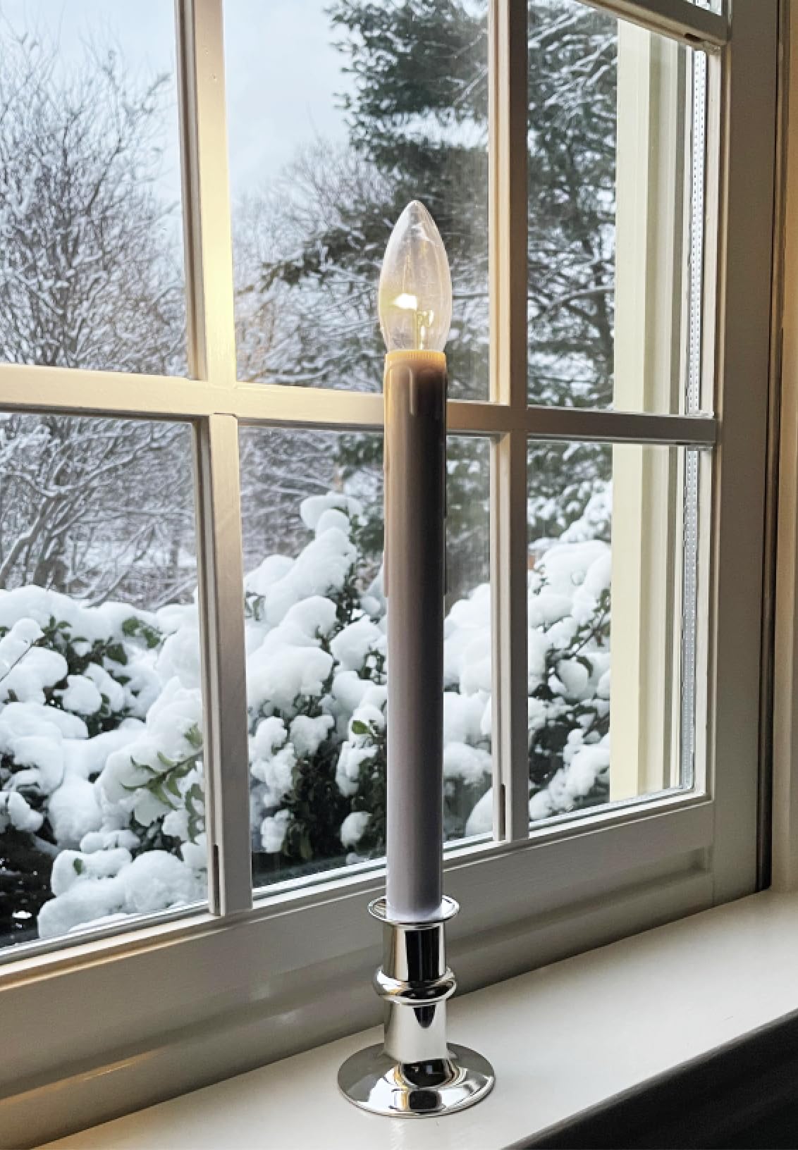 Celestial Lights Battery Operated Traditional Adjustable Window Candles - with Remote - Set of 4 (Brass)