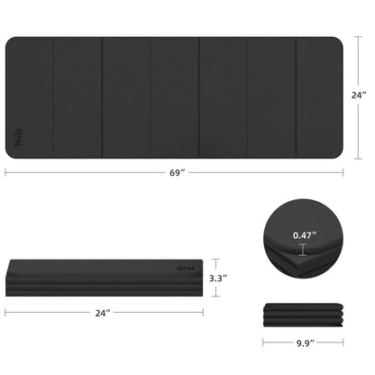1/2 Inch Extra Thick Yoga Mat Pilates Equipment, 70"x24" Odorless Workout Mats for Home Gym, Non-slip Exercise Mats for Women Men Home Workout, Foldable Yoga Mats for Travel Camping Sleeping(Charcoal)