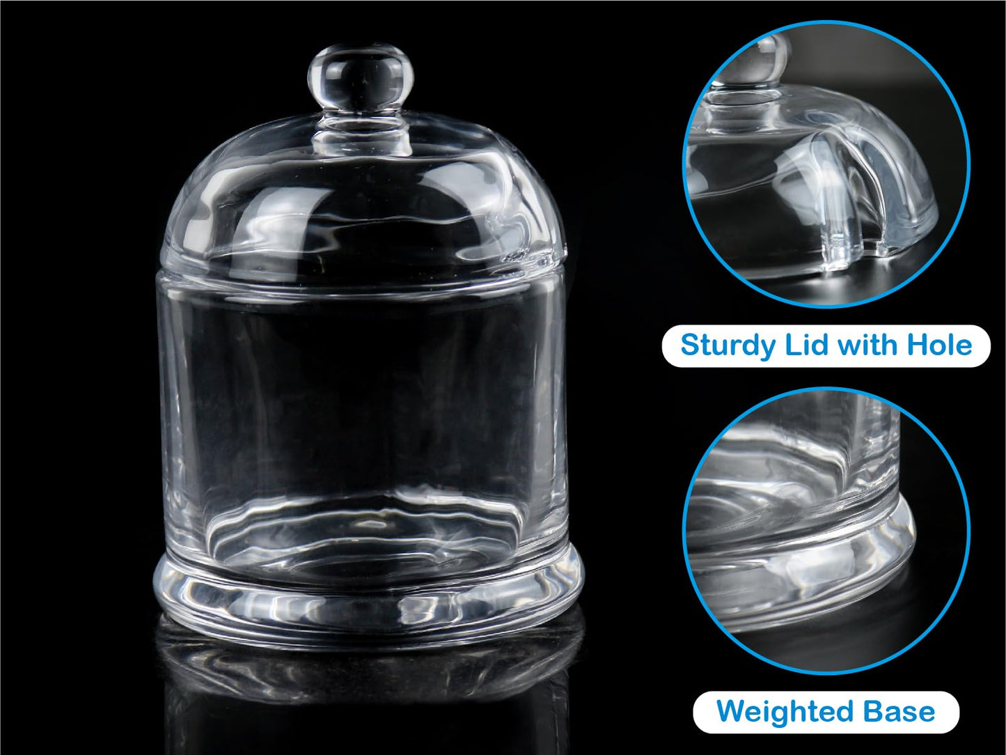 HillSpring Thick Glass Salt Cellar with Stainless Steel Spoon, Clear Container for Kosher, Sea, Himalayan Salt, Sugar, Pepper, Heavyweight Spices Jar, 10 oz (1, Transparent, Medium)
