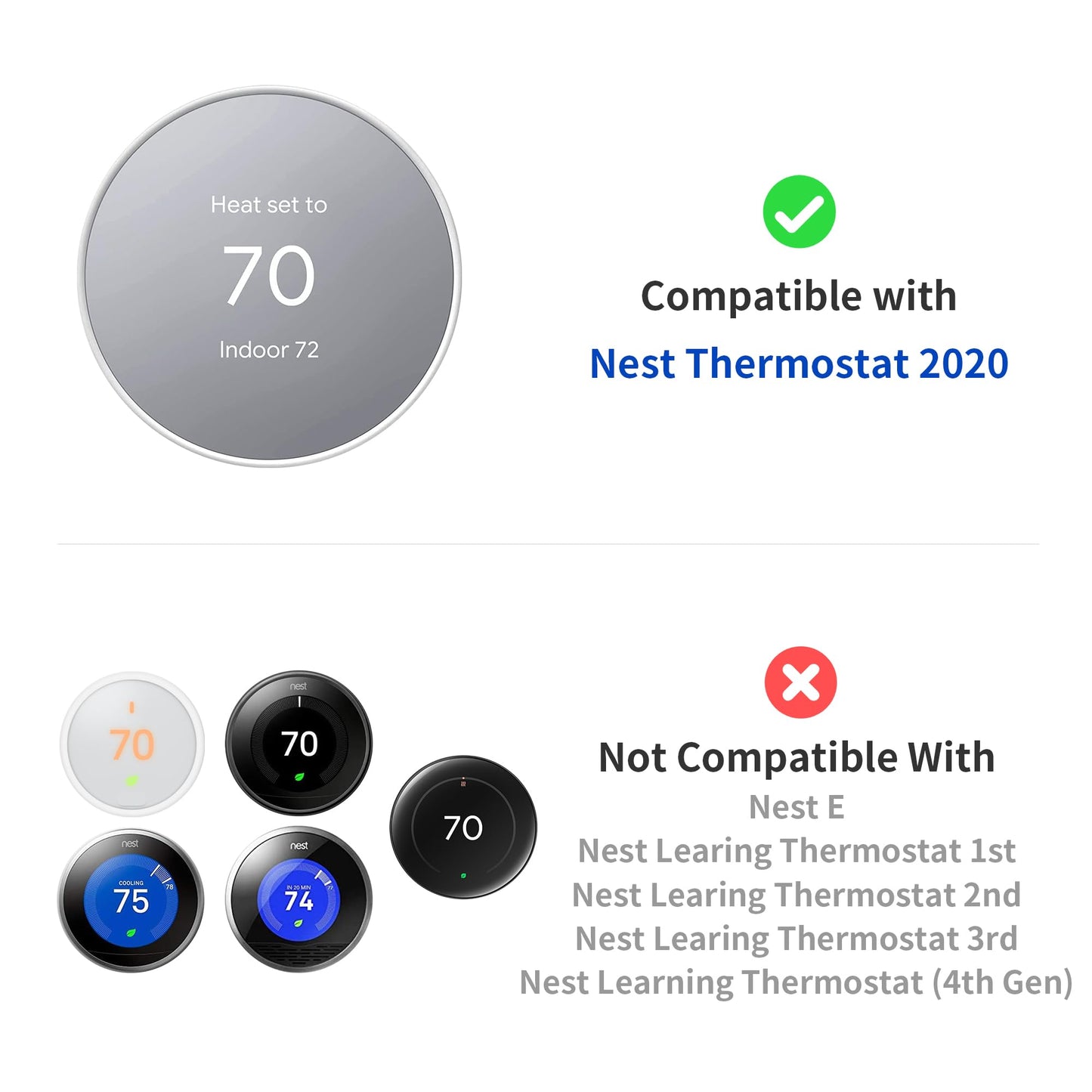 Petrichor Nest Thermostat Wall Plate - Compatible with Google Nest Thermostat 2020 - Nest Thermostat Trim Kit, Nest Thermostat Wall Plate Cover Accessory Easy Installation - Snow