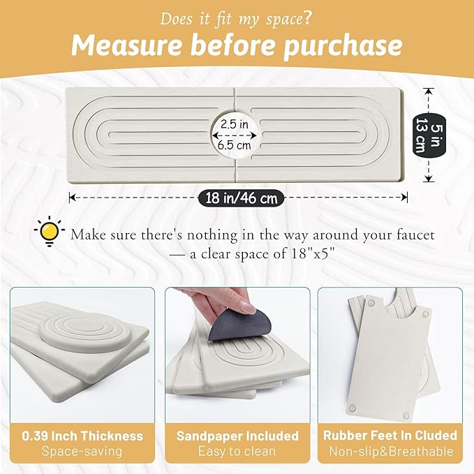 Detachable Faucet Handle Drip Catcher, Dish Drying Mat Soap Sponge Holder Tray