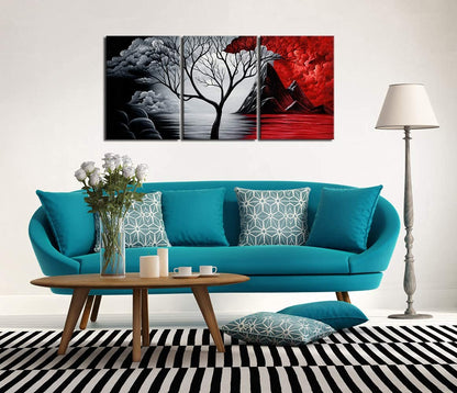 Wieco Art The Cloud Tree 3 Panels Modern Giclee Canvas Prints Artwork Abstract Seascape Paintings Reproduction Sea Beach Pictures Printed on Canvas Wall Art for Home Decorations Wall Decor