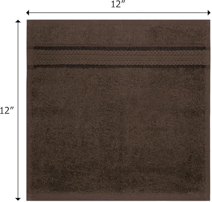 Cotton Craft - 12 Pack - Ultra Soft Extra Large Wash Cloths 12x12 Chocolate -