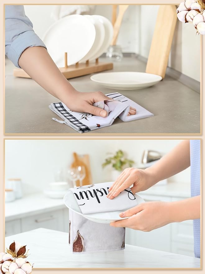 Bencailor 4 Pcs Farmhouse Rustic Kitchen Towels Farm Cotton Hand Dish Towels