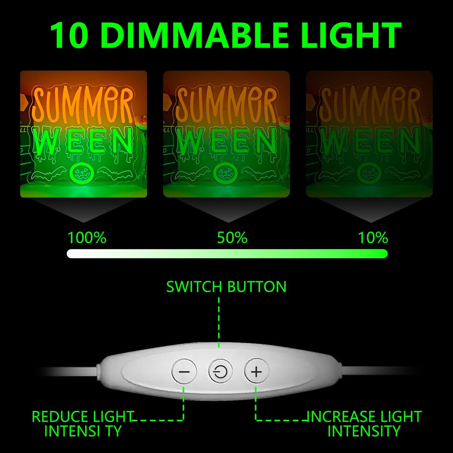 Summer Halloween Neon Sign Summer Ween Neon Light for Party Dimmable Led Backdrop for Birthday Halloween Party Light Up Sign Decoration