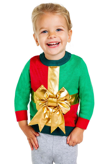 Tipsy Elves Ugly Christmas Sweater for Toddlers - Young Children Little Present Sweater Size 3T