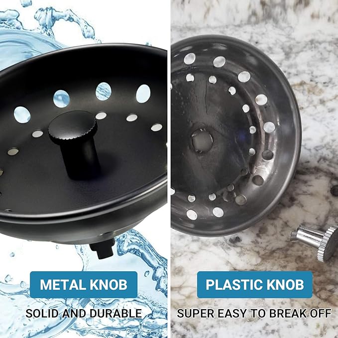 KONE Black Sink Basket Strainer Drain Stopper, 2 Pack Stainless Steel Matte