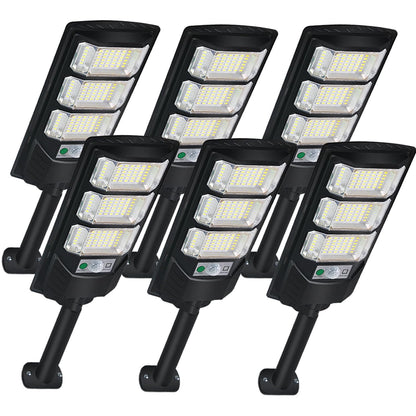 Cenfmltd Solar Lights Outdoor Waterproof 6 Pack, Solar Flood Street Lights Dusk to Dawn Motion Sensor 6500K LED Security Outdoor Lights with Remote Control for Patio Barn Yard Garage Garden