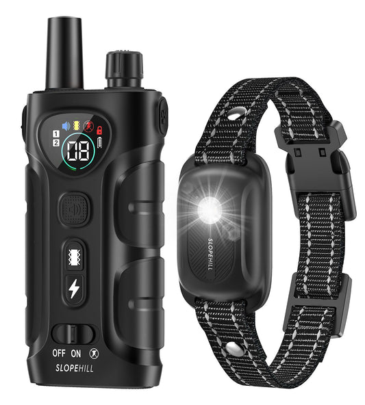 SLOPEHILL Dog Shock Collar,4200FT Dog Training Collar with Remote,IPX8 Waterproof E-Collar with Beep,Vibration,Shock,Flash Light,No Shock Mode,Electric Shock Collar for Small Medium Large Dogs,Black