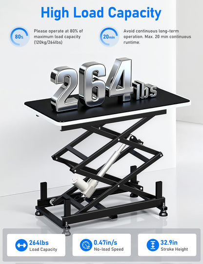 DIHOOL Electric Scissor Lift Table, 265Lbs Load, 10.43"-43.31" Height Adjustable Lifting Platform, Super Quiet with Remote & WiFi Control, Obstruction Detection, AC/DC Power for Home/Industrial Use
