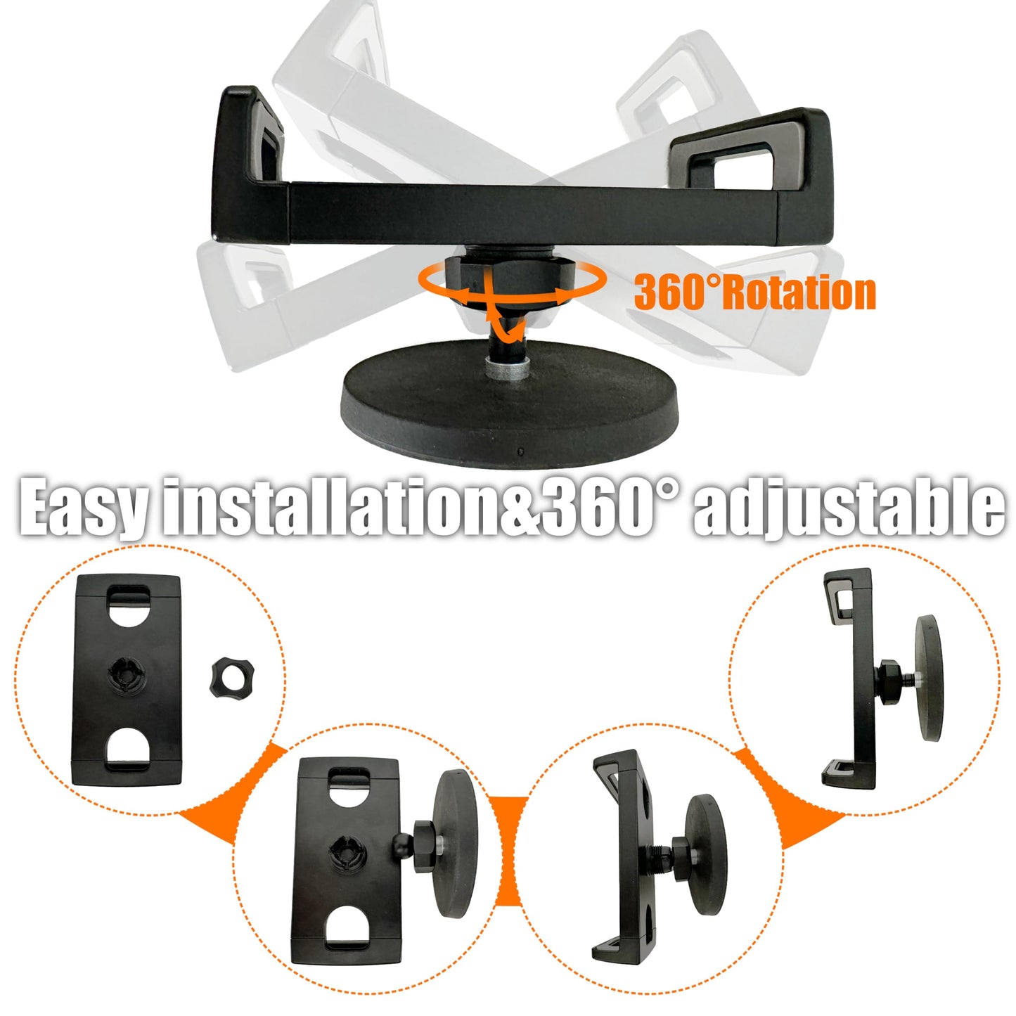 VasSmtCPH Magnetic Tablet Holder Fridge Tablet Mount for Cabinet Whiteboard Gym Warehouse and More fits 4.7-12.9 inch Phones and Tablets, 360°Adjustable 3.5" Magnetic Base