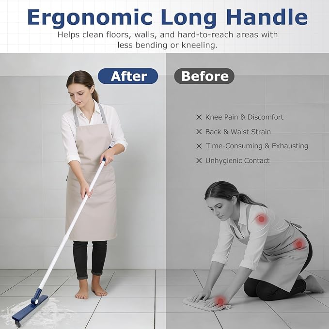 Grout Brush with Long Handle, Grout Cleaner Brush