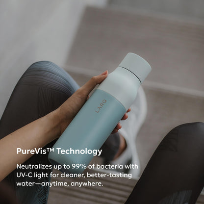 LARQ Bottle PureVis 25 oz - Self-Cleaning and Insulated Stainless Steel Water Bottle with UV Water Purifier and Award-winning Design | Reusable & Travel Friendly, Seaside Mint