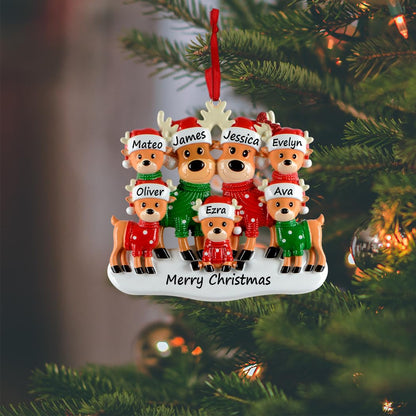 Sweater Reindeer Family Christmas Ornaments 2026, Personalized Deer Family of 7 Ornament, Cute Reindeer Holiday Decoration, Custom Christmas Keepsake Gift for Group Celebration and Holiday Memories