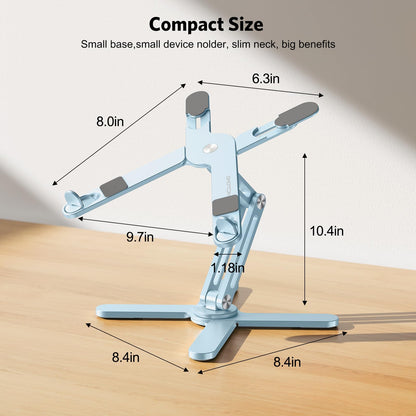 OMOTON 360° Rotating Laptop Stand Riser for Desk, Ergonomic Foldable Computer Stand Adjustable Height Angles for Collaborative Work, Easy Storage Fit Macbooks,All Laptops up to 16 inches, Silver