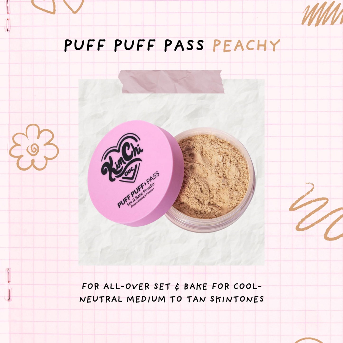 Kimchi Chic Beauty Puff Puff Pass Set and Bake Setting Powder for Makeup, Extra Fluffy Loose Face Powder Poof, Soft Natural Face Makeup for Uneven Skin Tone, 03 Translucent