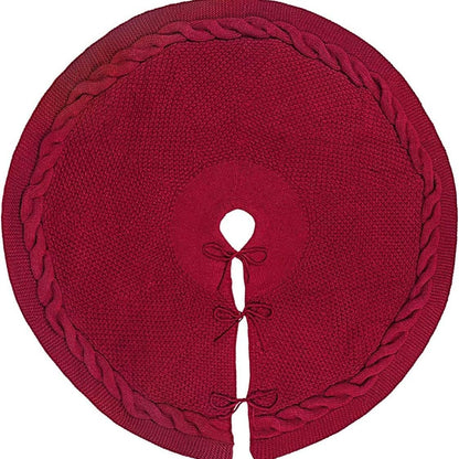 48 Inch Dark Red Knitted Christmas Maroon Tree Skirt， Large Xmas Tree Skirts Round Base Skirt for Holiday Party Decoration Ornament Supplies，for 6-8FT Tree Christmas Treer Burgundy Tree Skirt (48in)