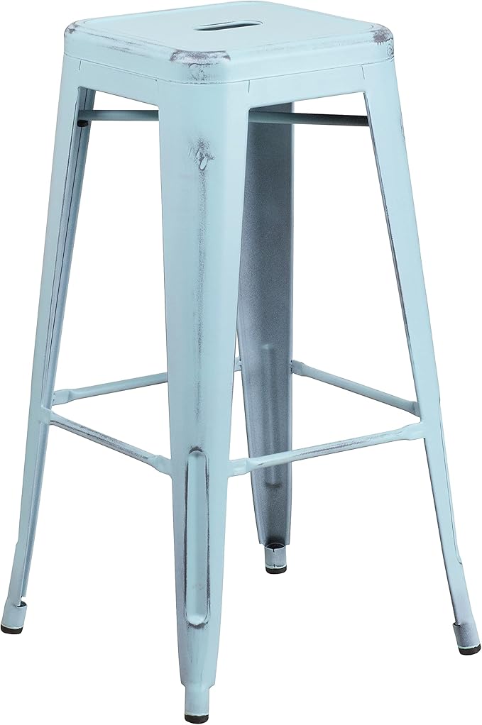 Flash Furniture Kai Commercial Grade 4 Pack 30" High Backless Distressed