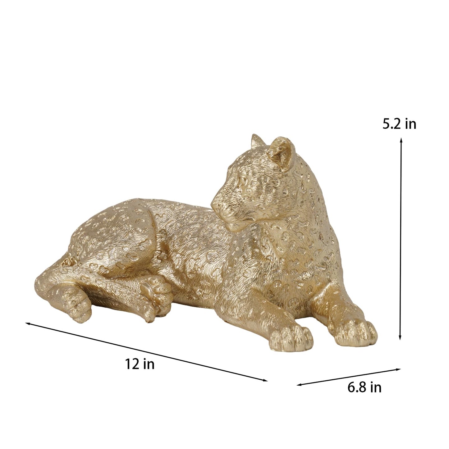 Guichifun Leopard Statue Home Decor Accents - Champagne Gold Cheetah Figurines for Shelf Bookshelf TV Stand Decor Bedroom Office Decorations Ideal Gift for Animal Lovers 12 x 6.8 x 5.2 Inch