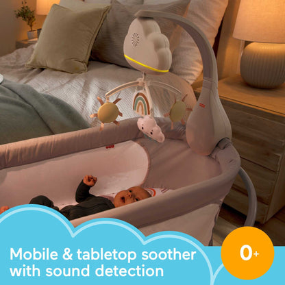 Fisher-Price Baby Toy Rainbow Showers Bassinet Mobile to Bedside Sound Machine with Music & Night Light for Newborn to Toddler Ages 0+ Months, HBP40