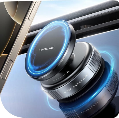 MRGLAS Upgraded 360° Adjustable Vacuum Magnetic Phone Holder Stand[Strongest Suction & Ultra Magnetic] Car Phone Mount for MagSafe Suction Cup, Compatible with Car/Gym/Mirror/Smooth Surface