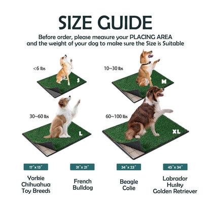 MEEXPAWS Dog Toilet with Artificial Grass | Large Litter Tray 85×59 cm | 2×Grass Patches for Dogs Replacement | Indoor Dog Potty with Training Pads | Rapid Drainage Pee Pads for Dogs