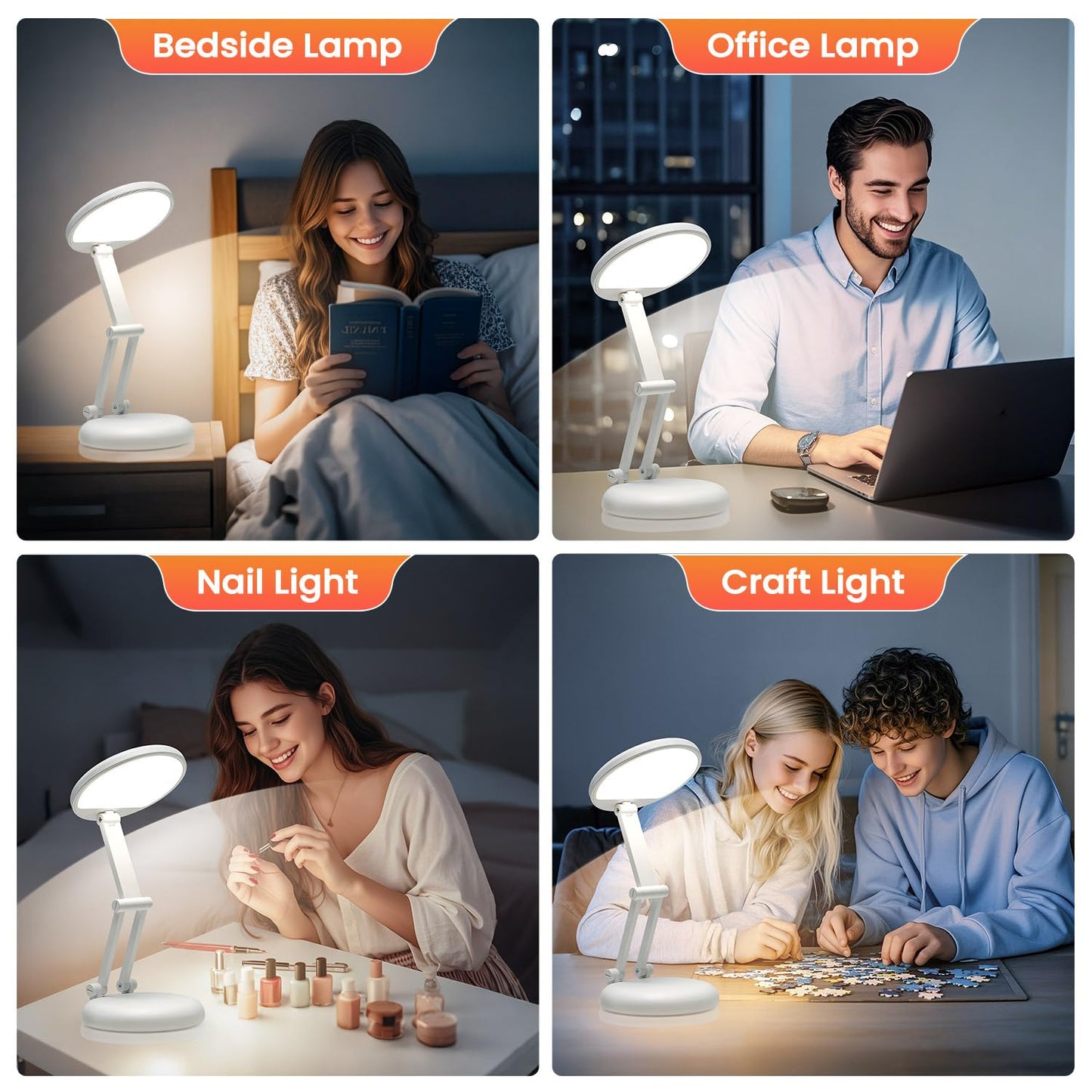 One Fire Rechargeable Table Lamp,Dimmable Cordless Lamp Desk Lamp for Dorm,3600mAh Battery Operated Lamp Rechargeable Lamp,Small Desk Lamp Portable Light for Office/Study/Nail/Craft/Puzzle(Warm Light)